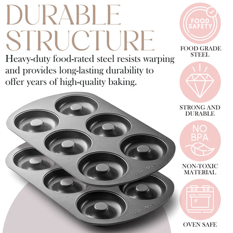 Bellemain Premiere Donut Pan shows 12.5 x 8.5 inch size for generous portions.