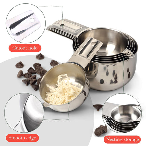 Bellemain six-piece measuring cups with ml and oz markings for precise measurements.