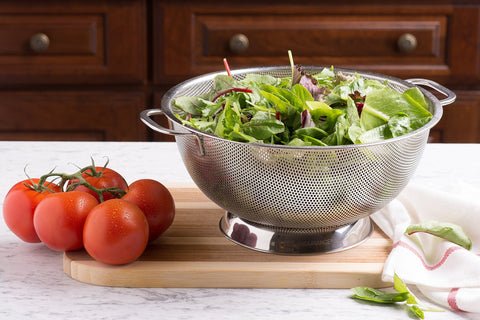 Bellemain small-hole design strains beans and grains without clogging.