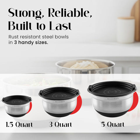 Bellemain stainless steel 3pc set ideal for versatile baking, mixing, and serving