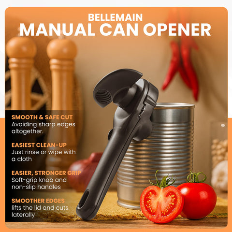 Bellemain safe-edge cutting design provides safer can opening.