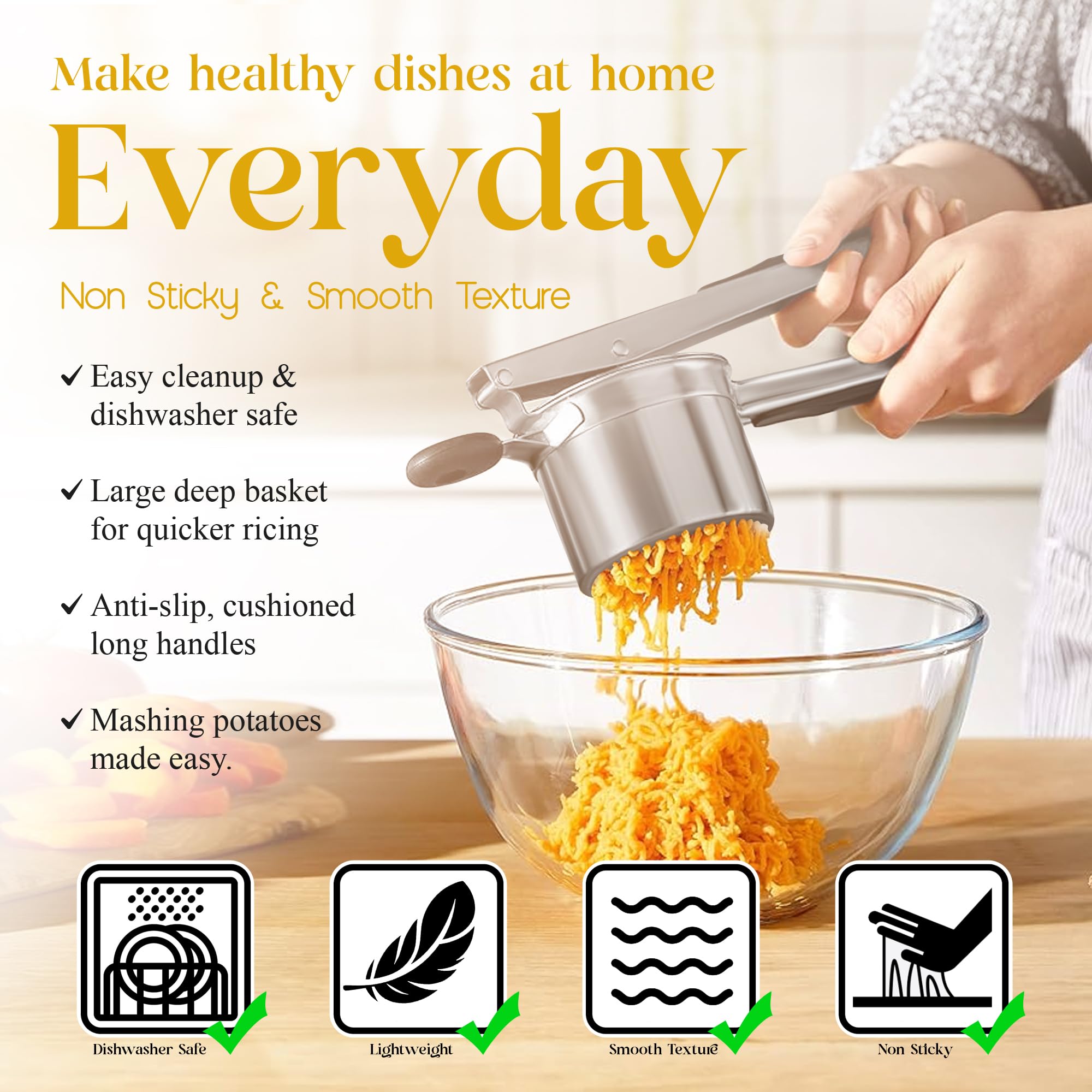 Bellemain stainless steel ricer highlighting durable construction and easy cleaning