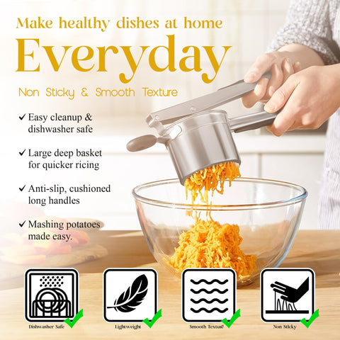Bellemain stainless steel ricer highlighting durable construction and easy cleaning