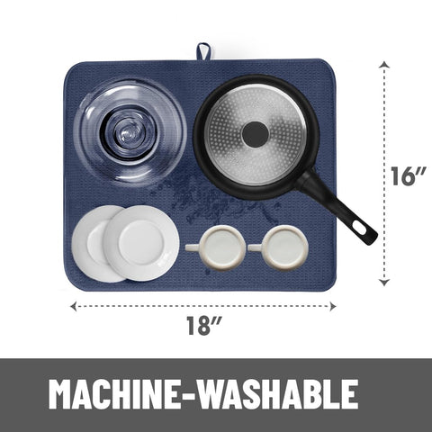 Bellemain navy mat protects counters and keeps delicate glassware safe.