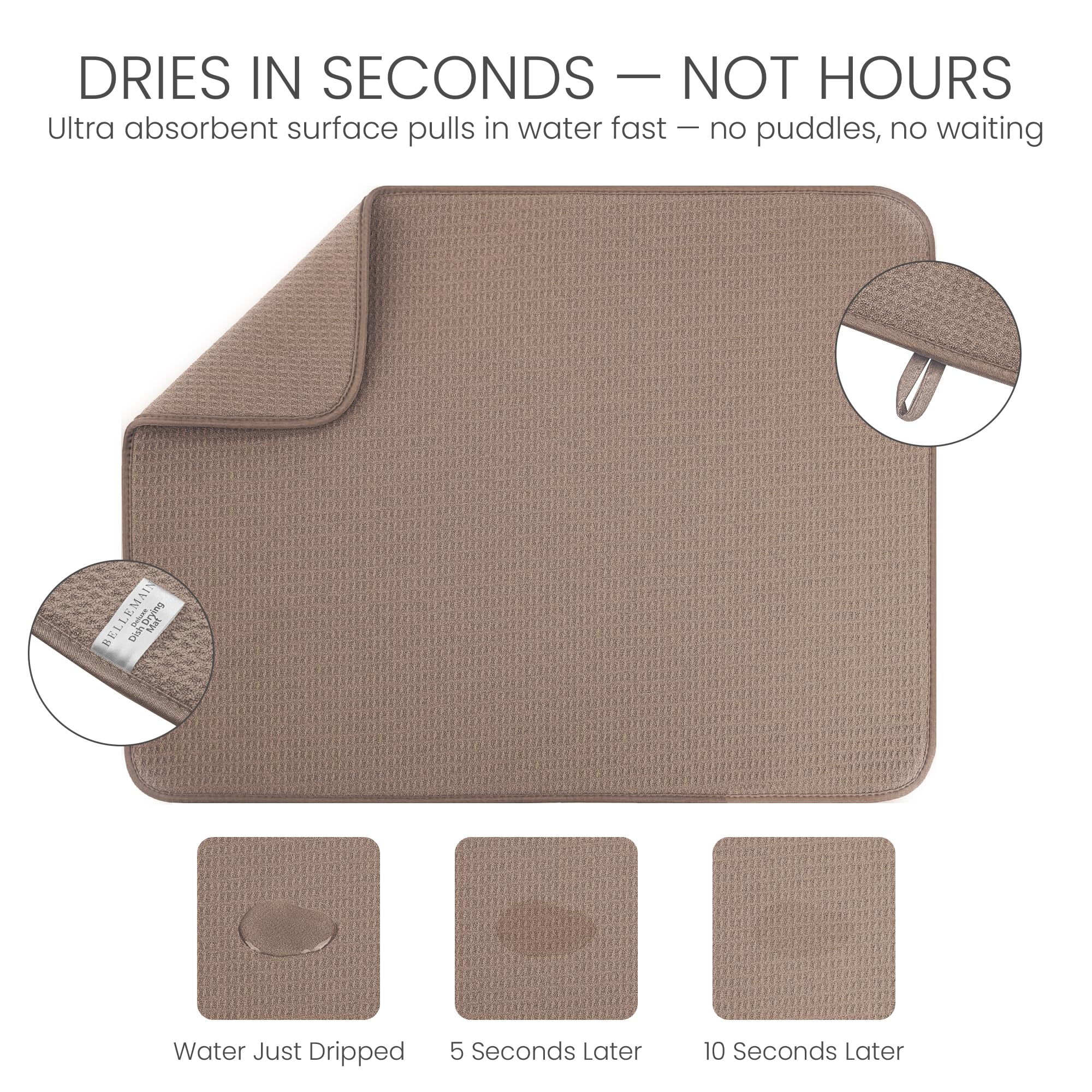 Bellemain XXL dish mat protects antique glassware on counters.