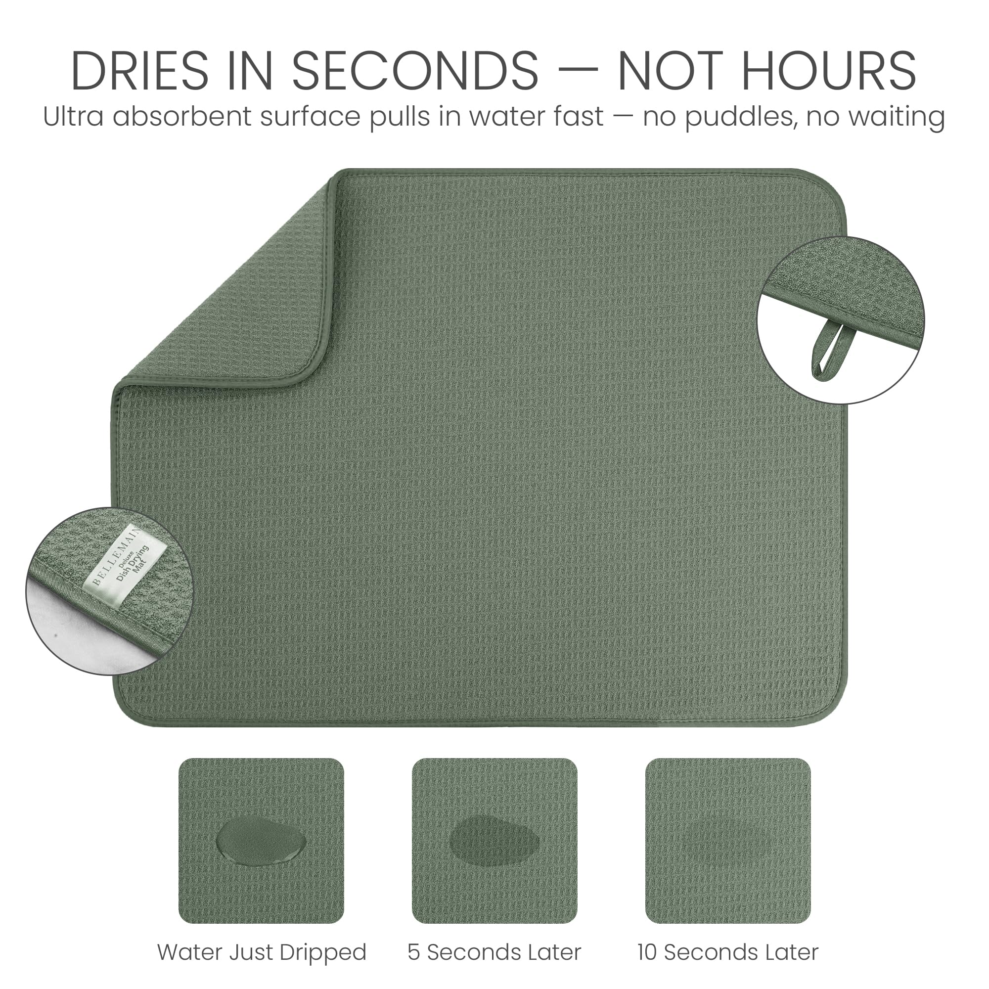Bellemain dish mat protecting antique glassware on counter.