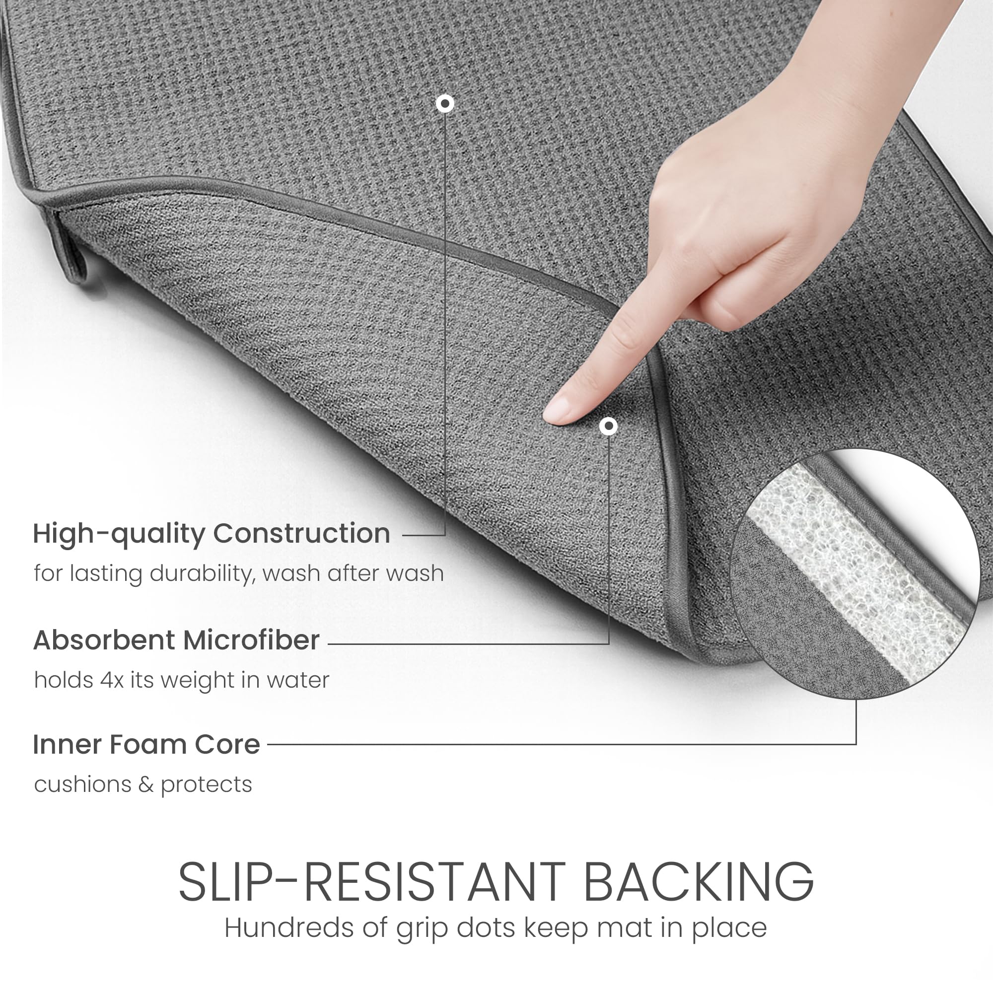 Bellemain XXL dish mat protects counters and keeps glassware safe from scratches