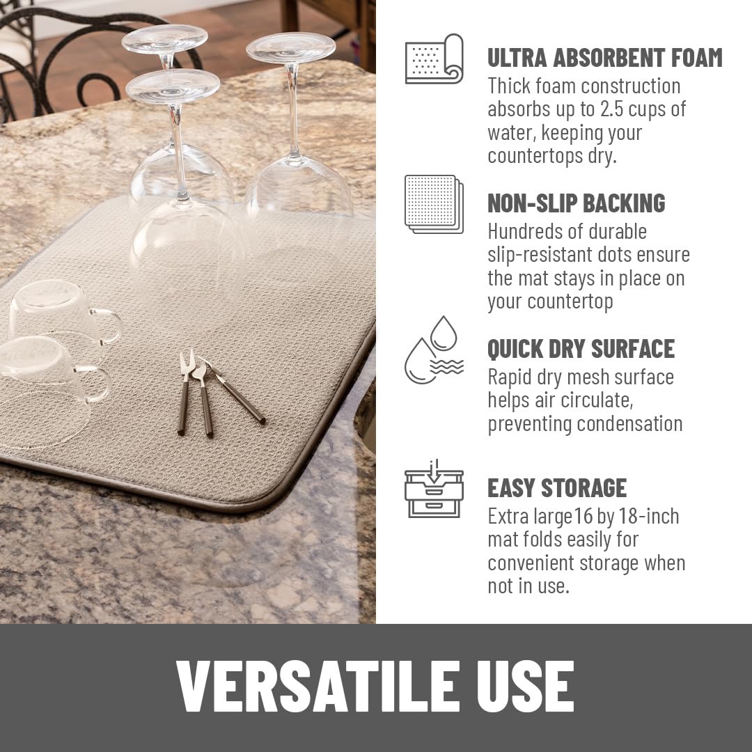 Bellemain XXL dish mat quick-dry hang tag enables easy storage.