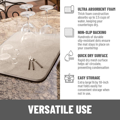 Bellemain XXL dish mat quick-dry hang tag enables easy storage.
