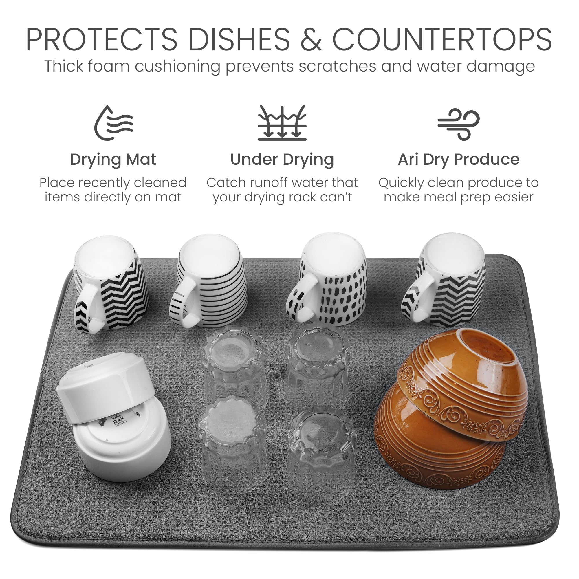 Bellemain XXL dish mat folds neatly for easy storage and quick drying