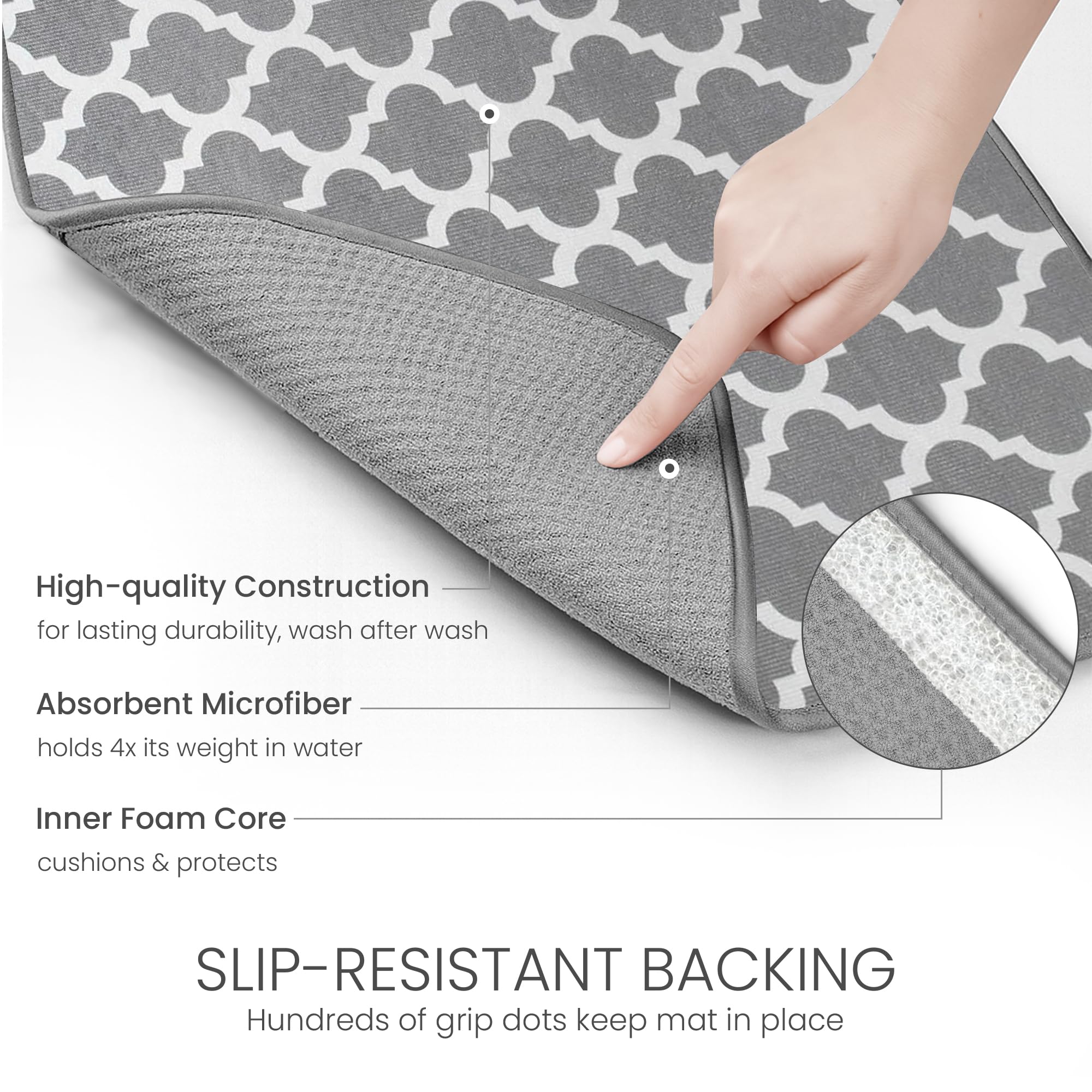 Bellemain dish mat includes a quick-dry hang tag for storage