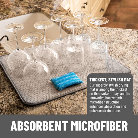 Bellemain XXL dish mat honeycomb weave enhances absorption.