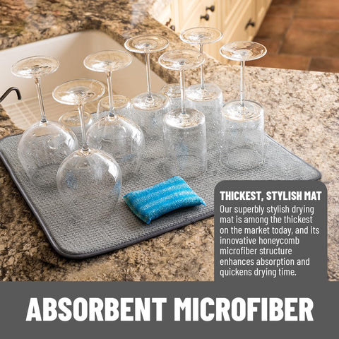 Bellemain XXL dish mat honeycomb-weave-absorption enhances drying speed and keeps surfaces clean.