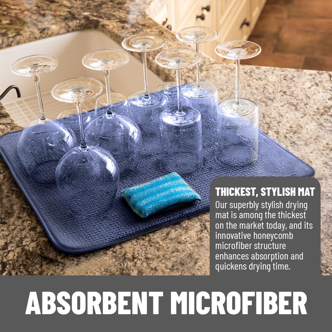 Bellemain honeycomb weave mat enhances absorption for quicker countertop drying.