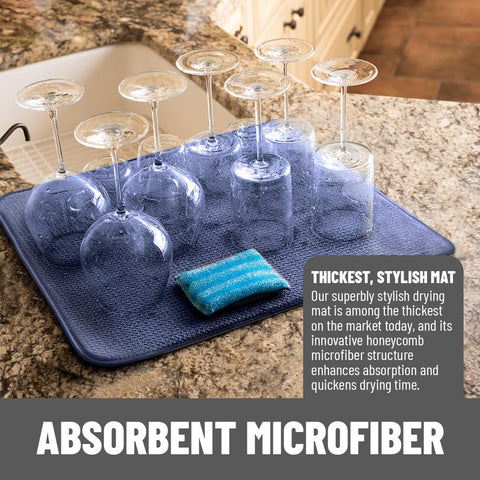 Bellemain honeycomb weave mat enhances absorption for quicker countertop drying.