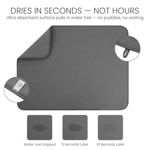 Soft microfiber core of Bellemain mat supports delicate glassware during drying