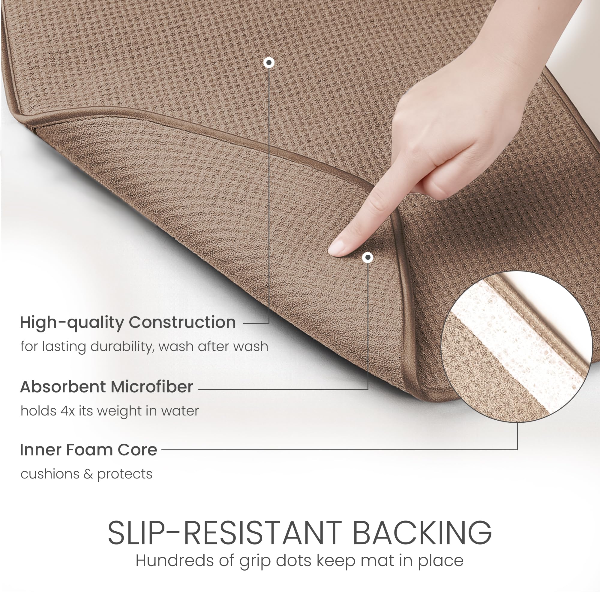 Bellemain XXL dish mat features quick-dry tag for easy storage.