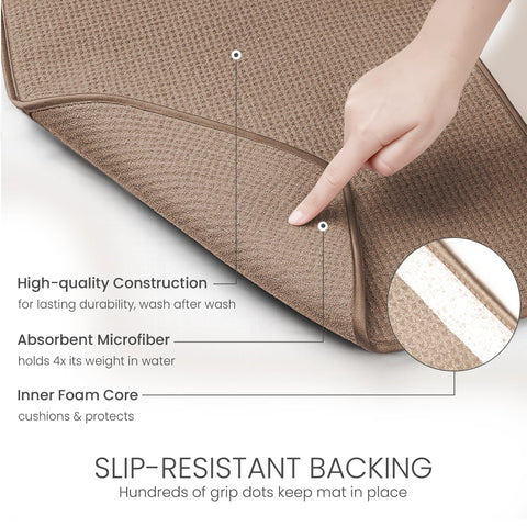 Bellemain XXL dish mat features quick-dry tag for easy storage.
