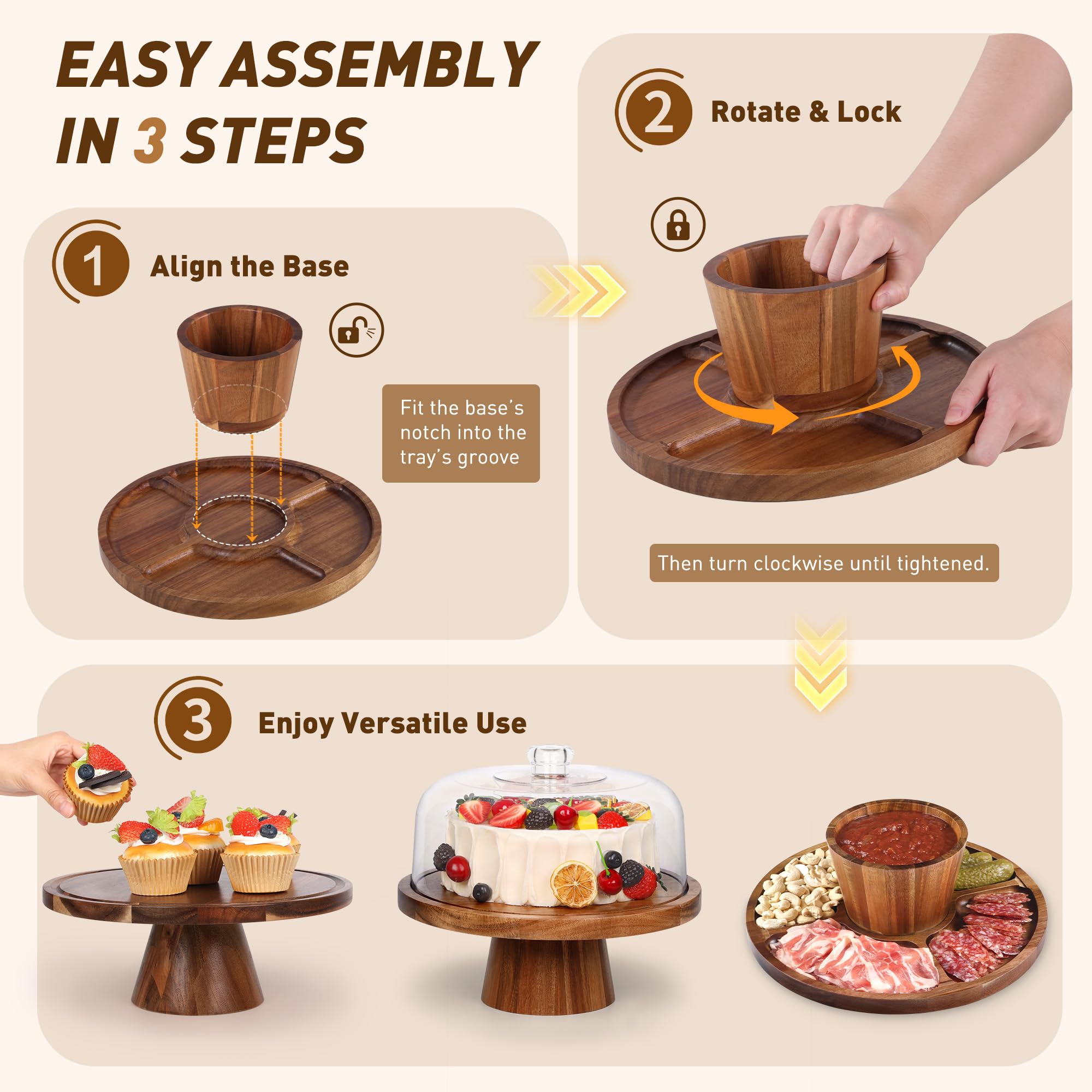 Bellsal 12-inch round cake stand highlights desserts up to four inches tall.