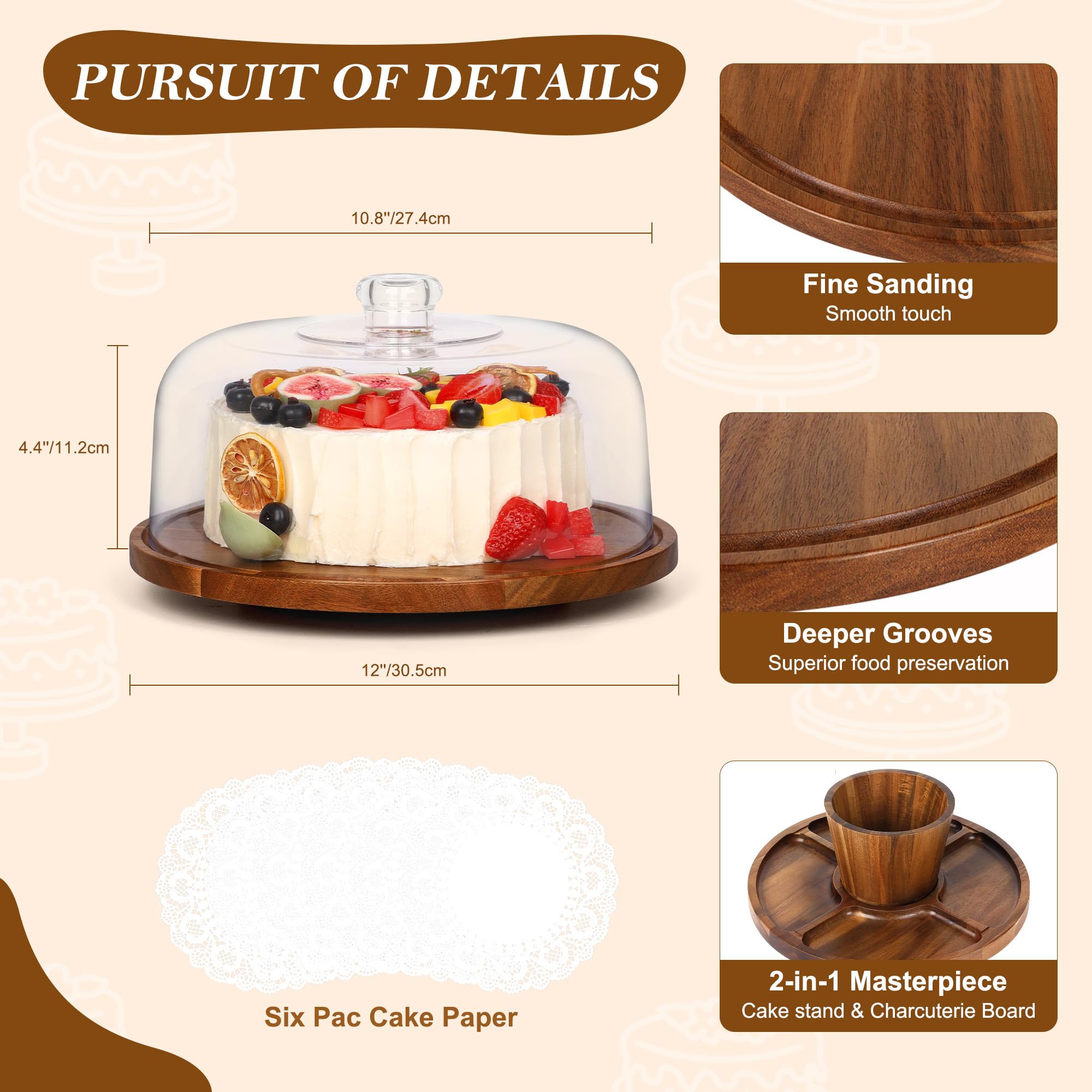 Bellsal cake stand with dome lid featuring a shatterproof acrylic cover