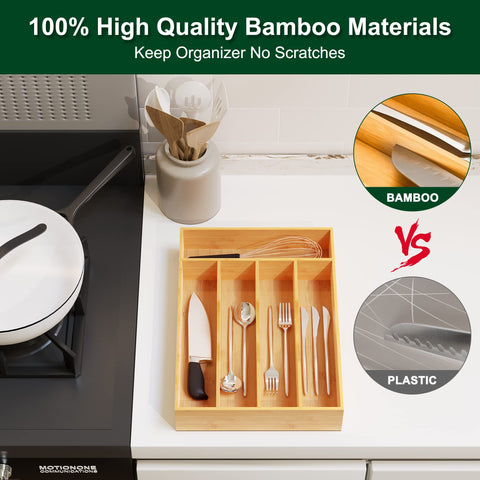 Bellsal drawer organizer neatly holds utensils during cooking prep