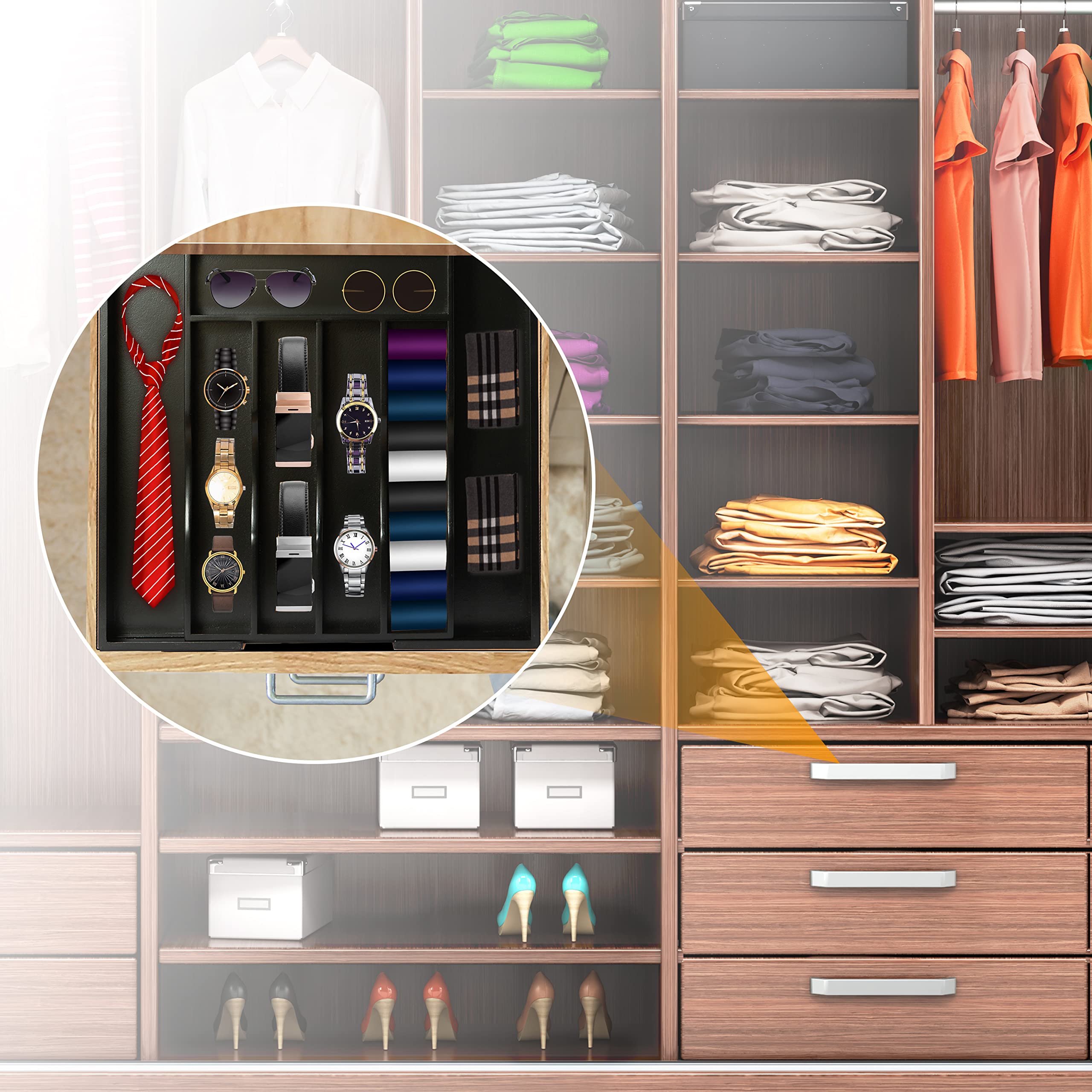 Bellsal kitchen drawer silverware tray keeps utensils organized.