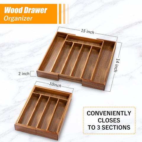 Bellsal Natural Bamboo Drawer Organizer highlights smooth, durable material for safe family use.