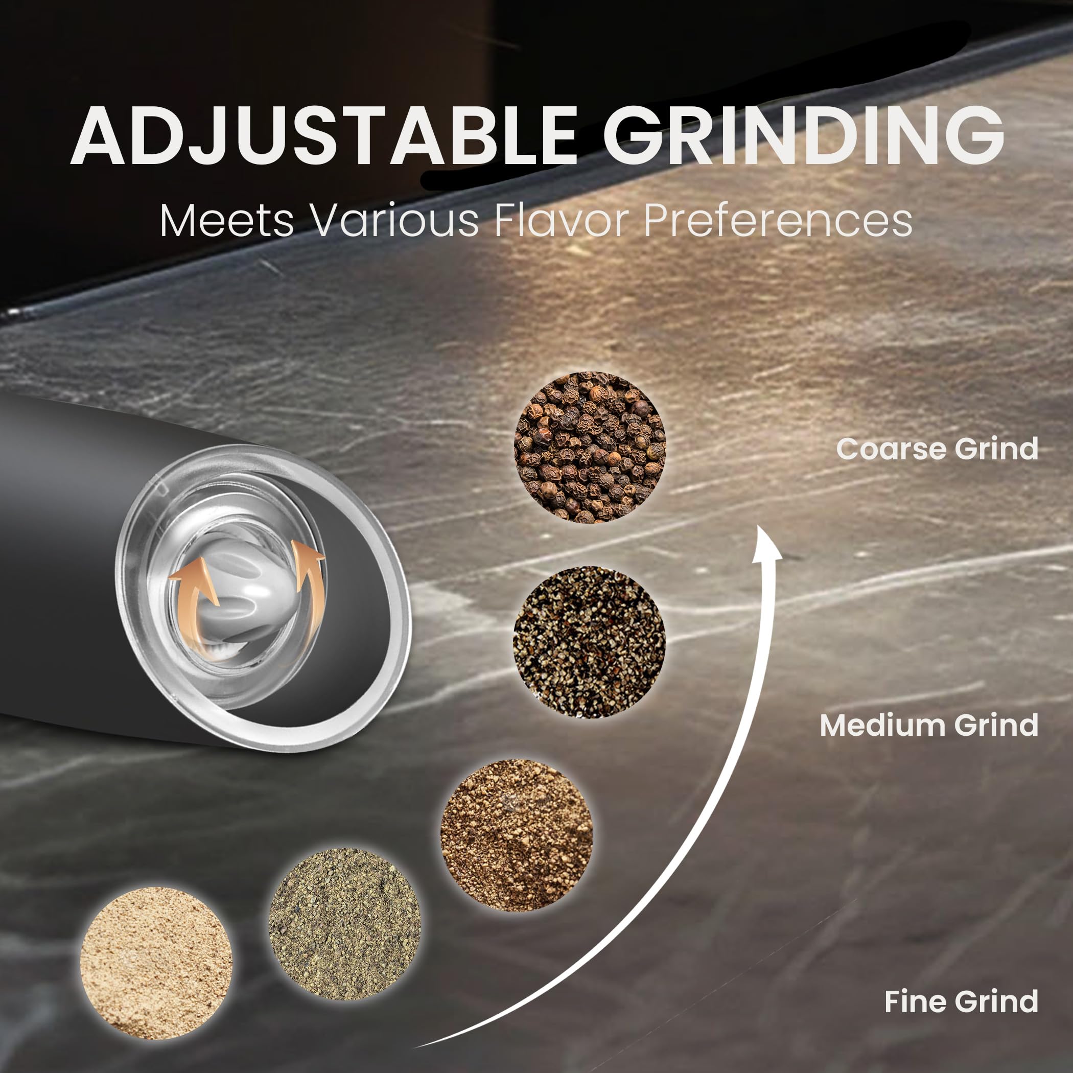 Belrigo gravity-activated grinders tilt to grind hands-free