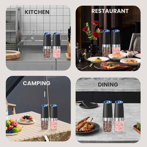 Belrigo two-pack black grinders for kitchen or travel