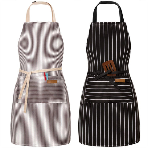BeLuyi two-pack adjustable bib apron with front pockets for kitchen organization.