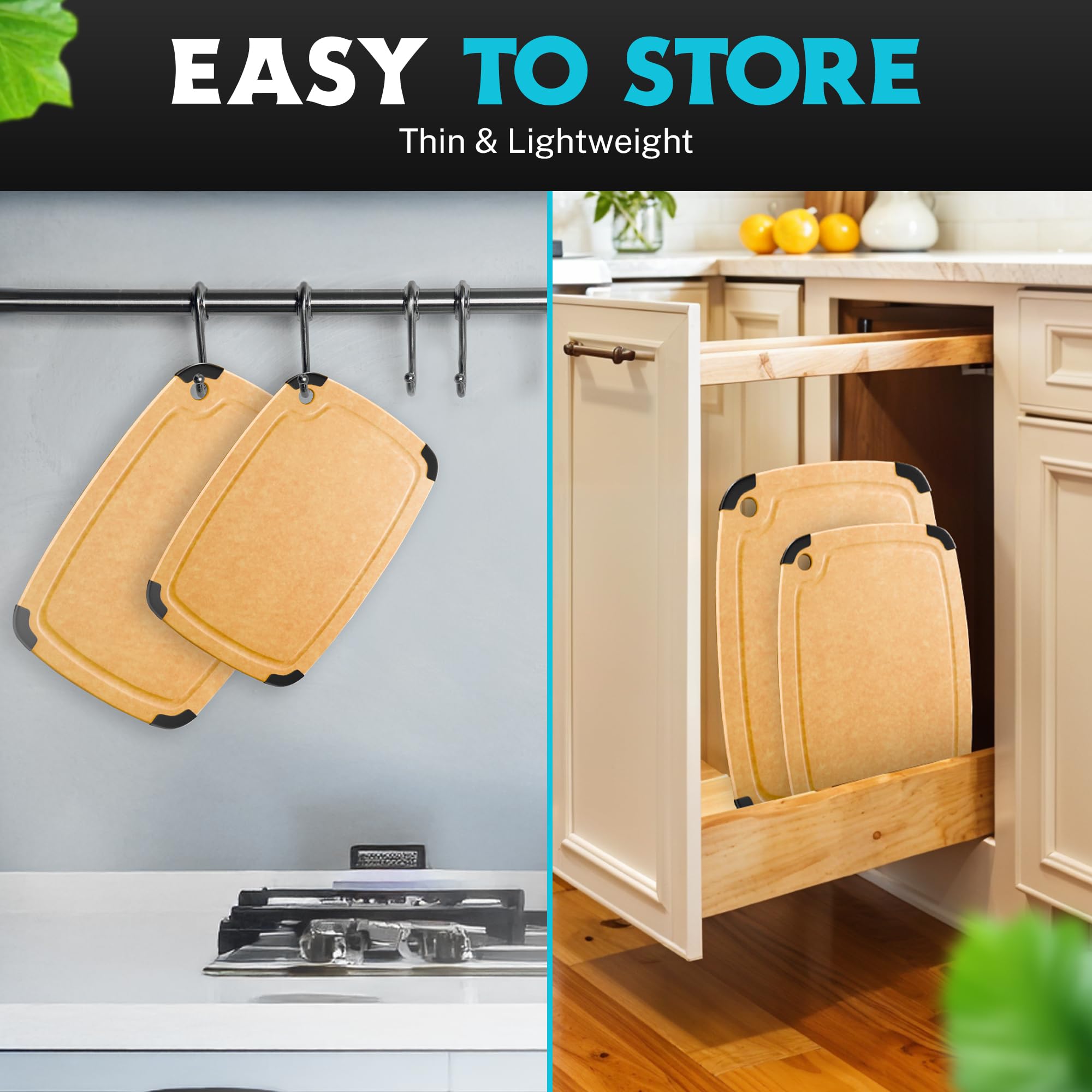 Belwares knife-friendly surface reduces scoring versus plastic boards.