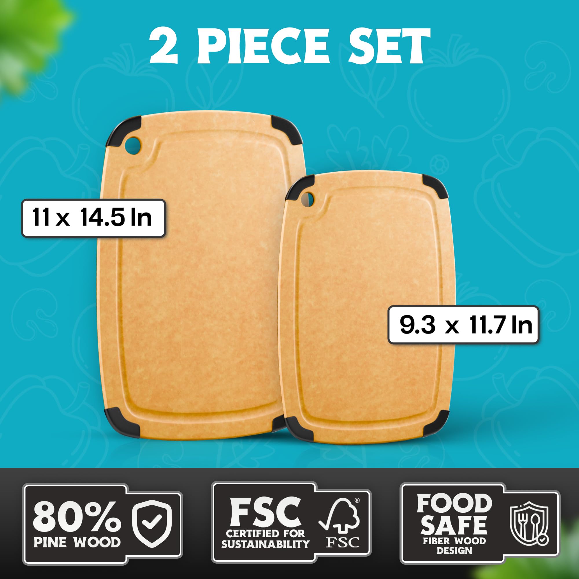 Belwares cutting board with non-slip feet in use on counter.