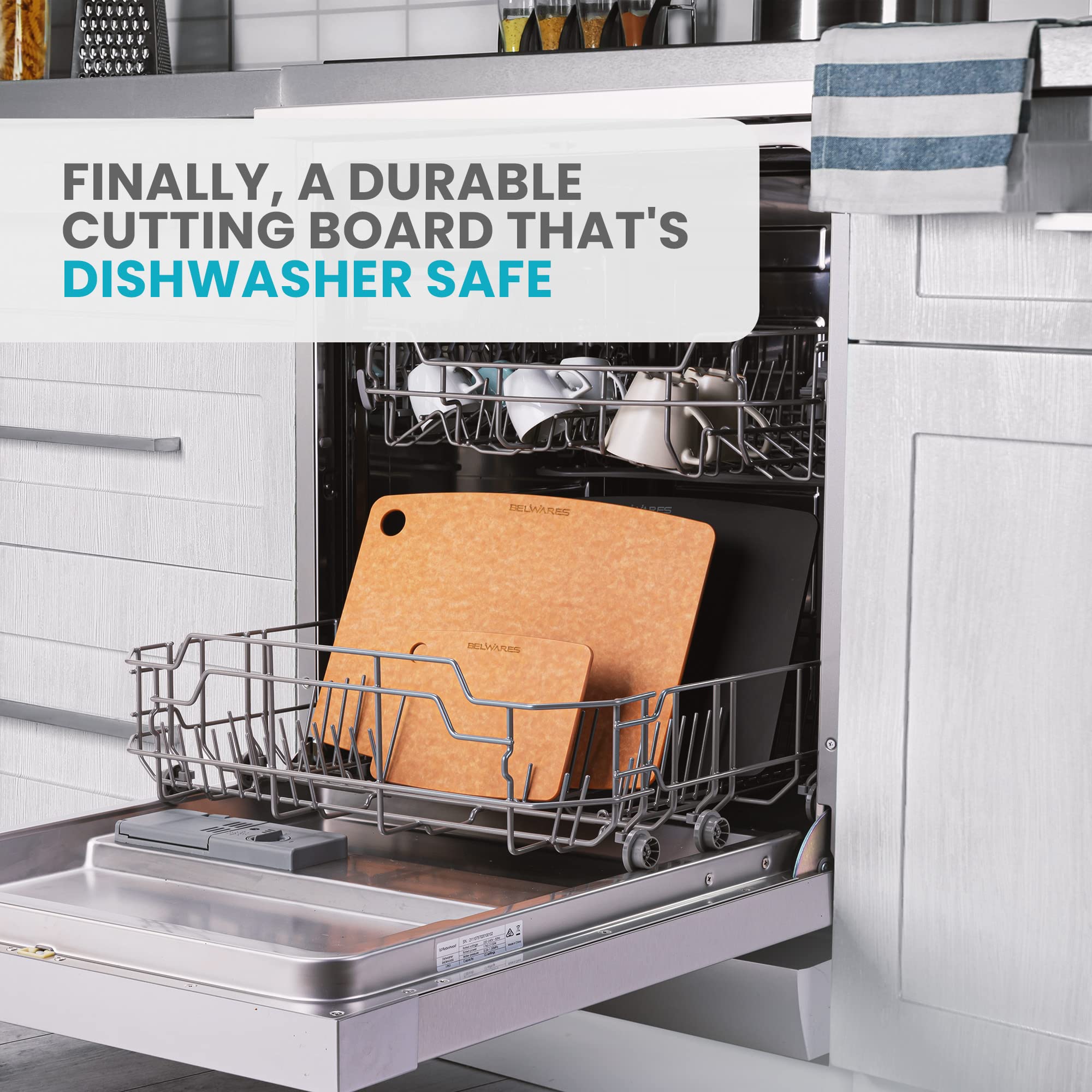 Belwares eco-friendly pine-fiber board, FSC-certified for responsible meal prep