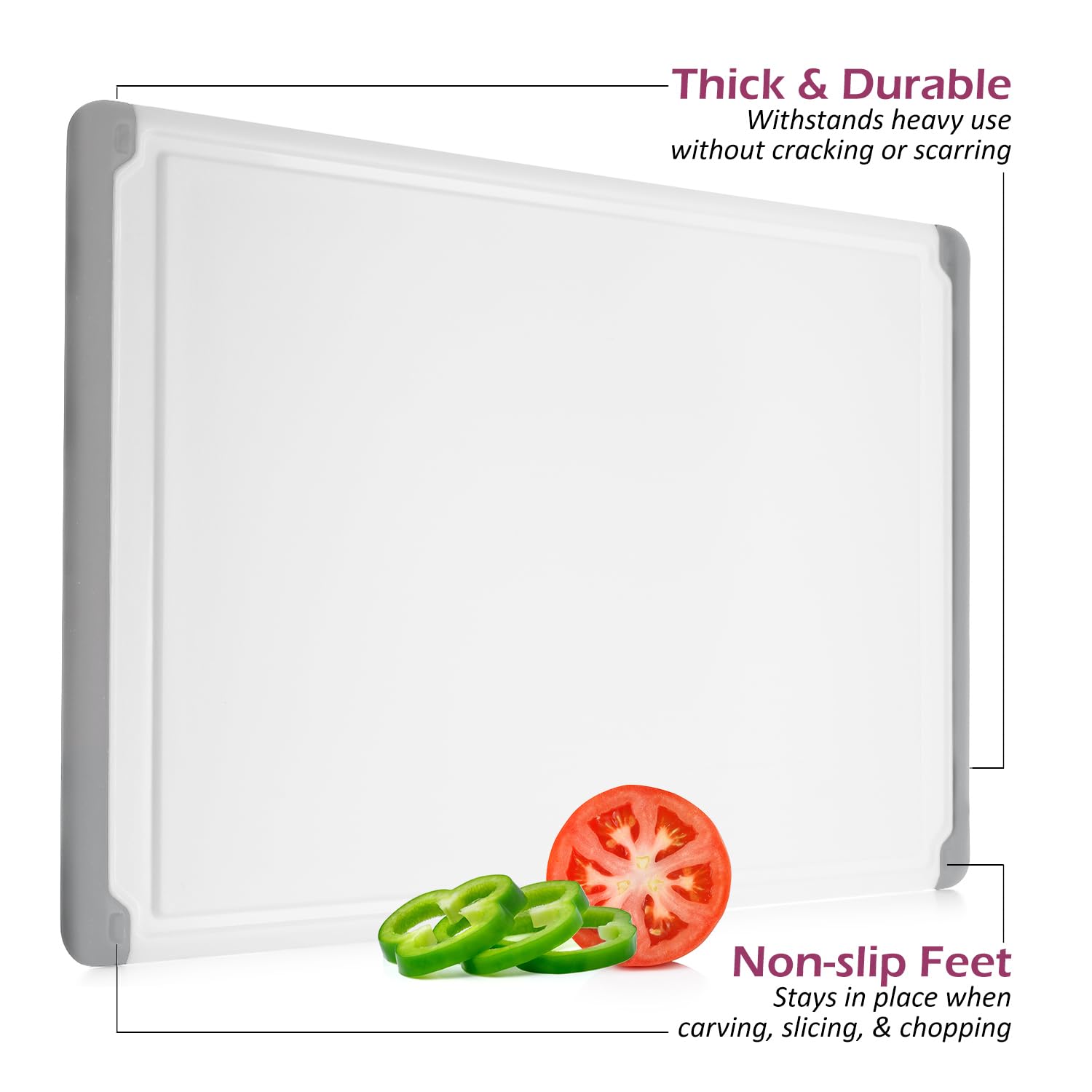 Belwares large cutting board grey easy-grip surface improves control during chopping.