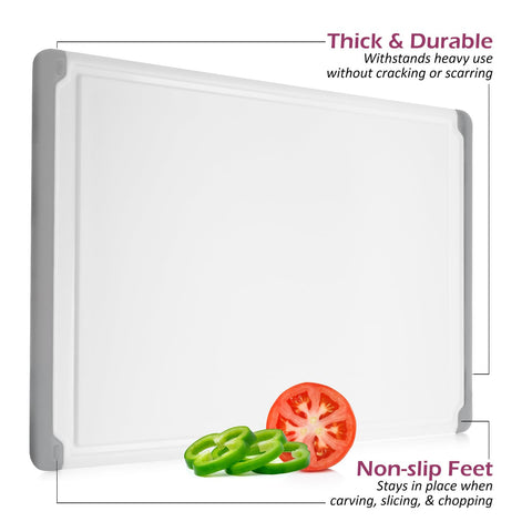 Belwares large cutting board grey easy-grip surface improves control during chopping.