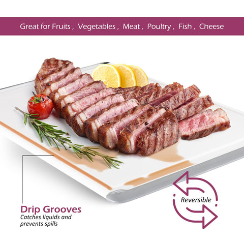 Belwares large cutting board grey side handles for easy transport.
