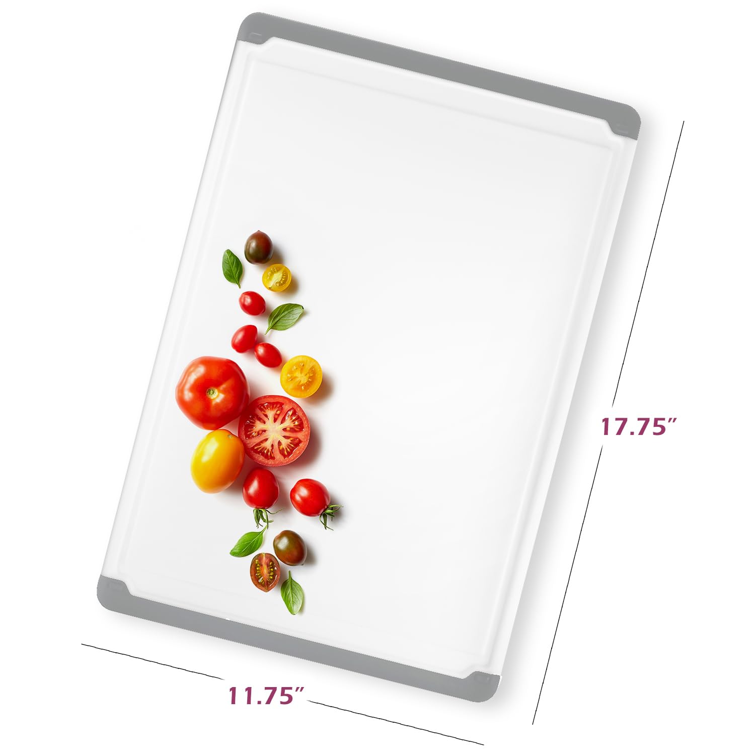 Belwares large cutting board grey smooth edges protect prep areas.