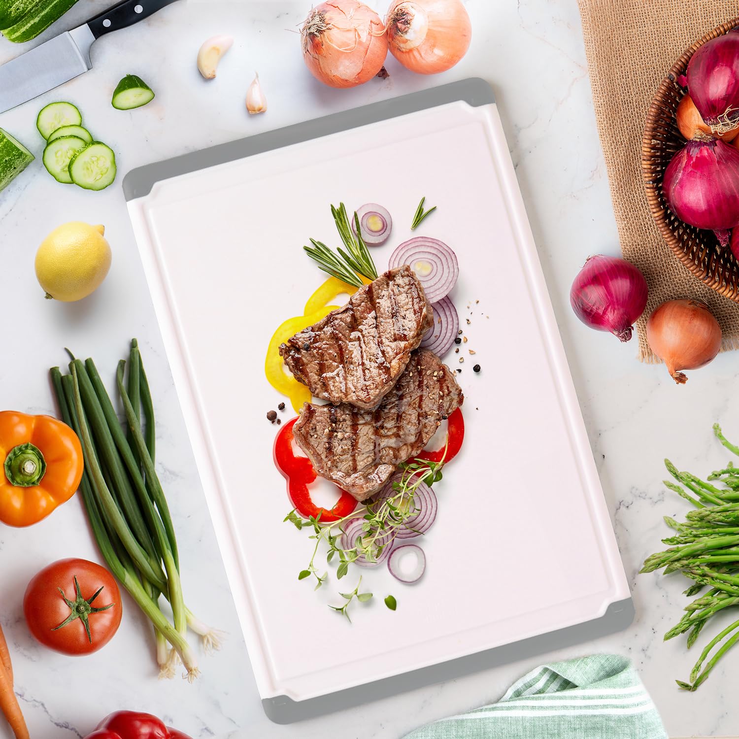 Belwares large cutting board grey storage-ready after use.