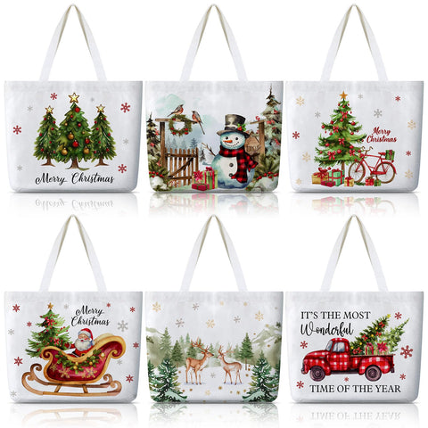 Bencailor Christmas canvas tote tree design, ideal for gift shopping and daily use.