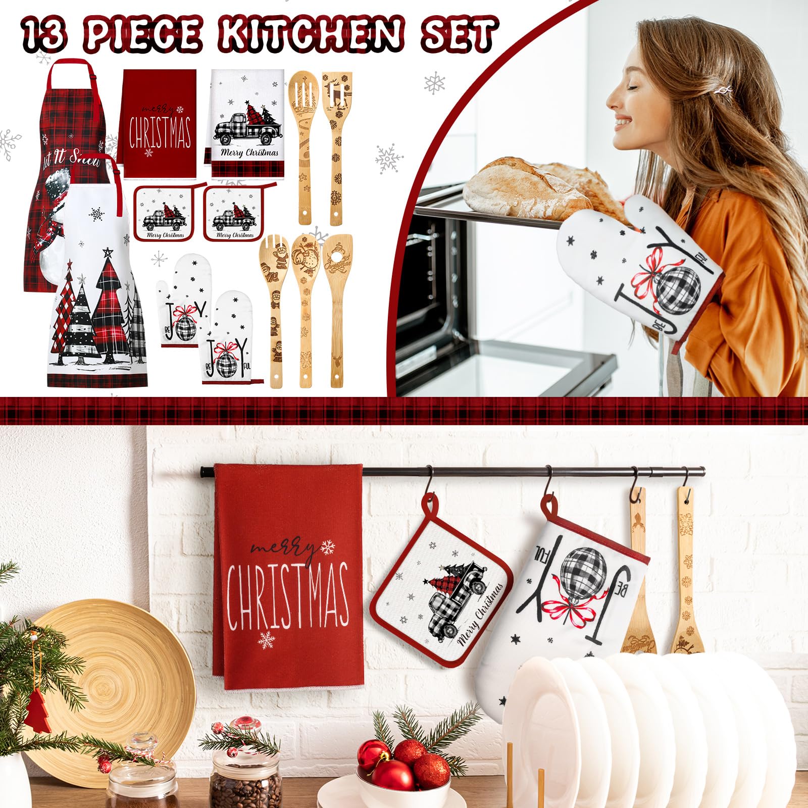 Bencailor Christmas kitchen towels soft and absorbent for quick cleanup