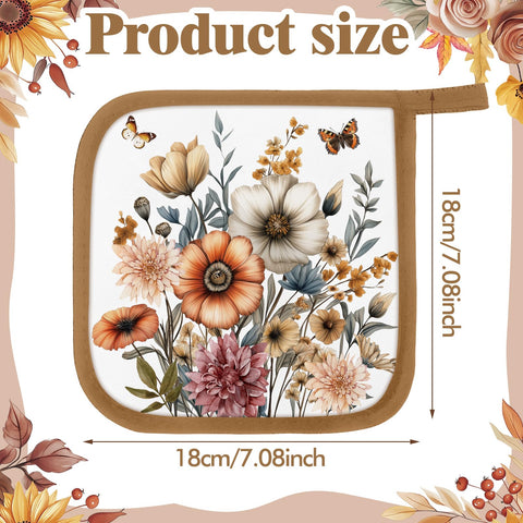 Bencailor cotton linen pot holders measure 18x18 cm.