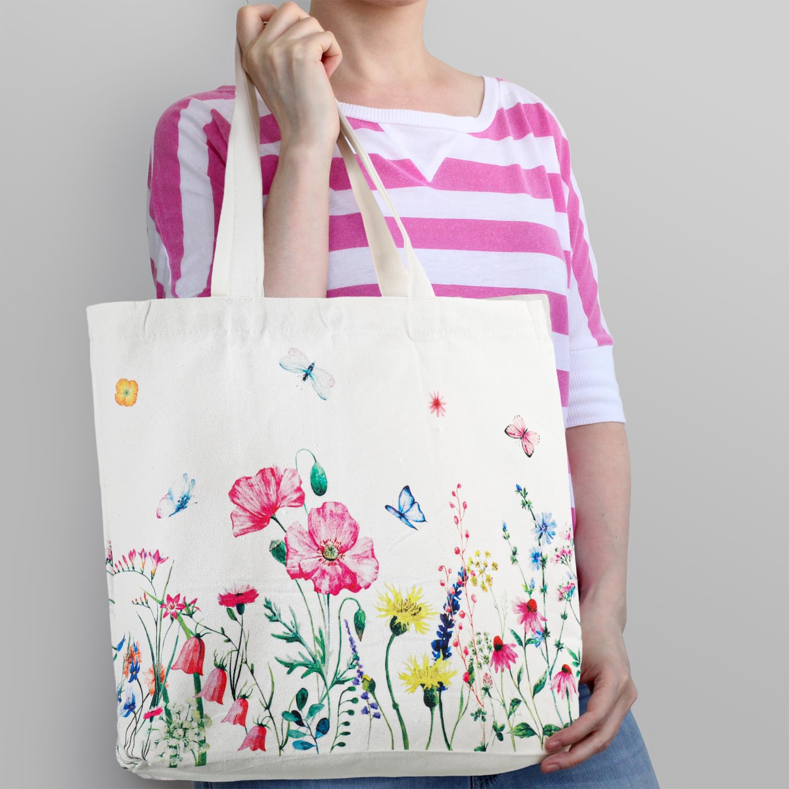 Bencailor floral canvas tote with sunflower pattern ideal for travel and organization