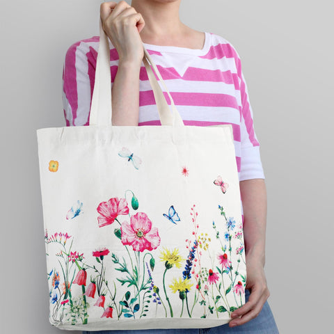 Bencailor floral canvas tote with sunflower pattern ideal for travel and organization