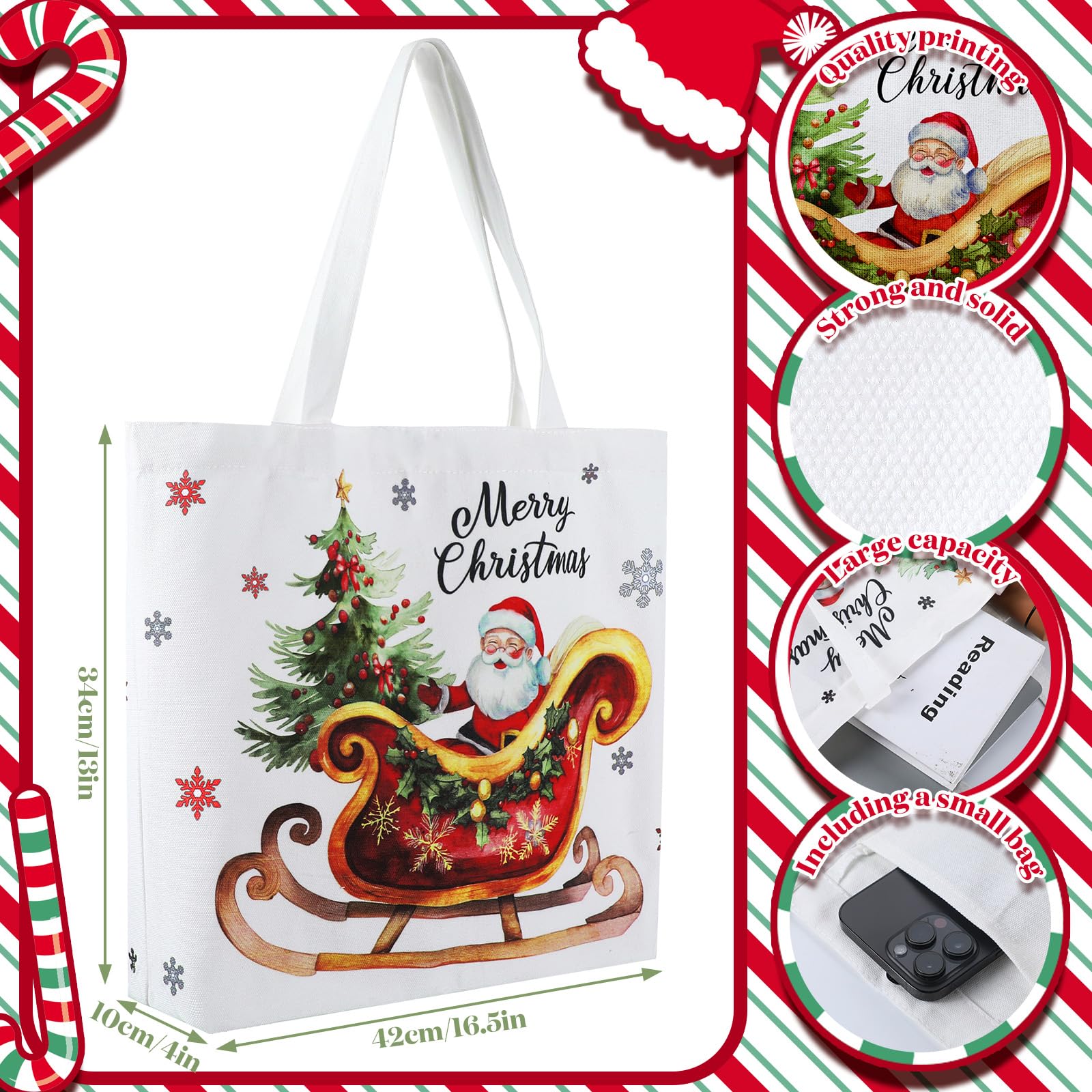 Bencailor Santa design tote, perfect for daily errands.