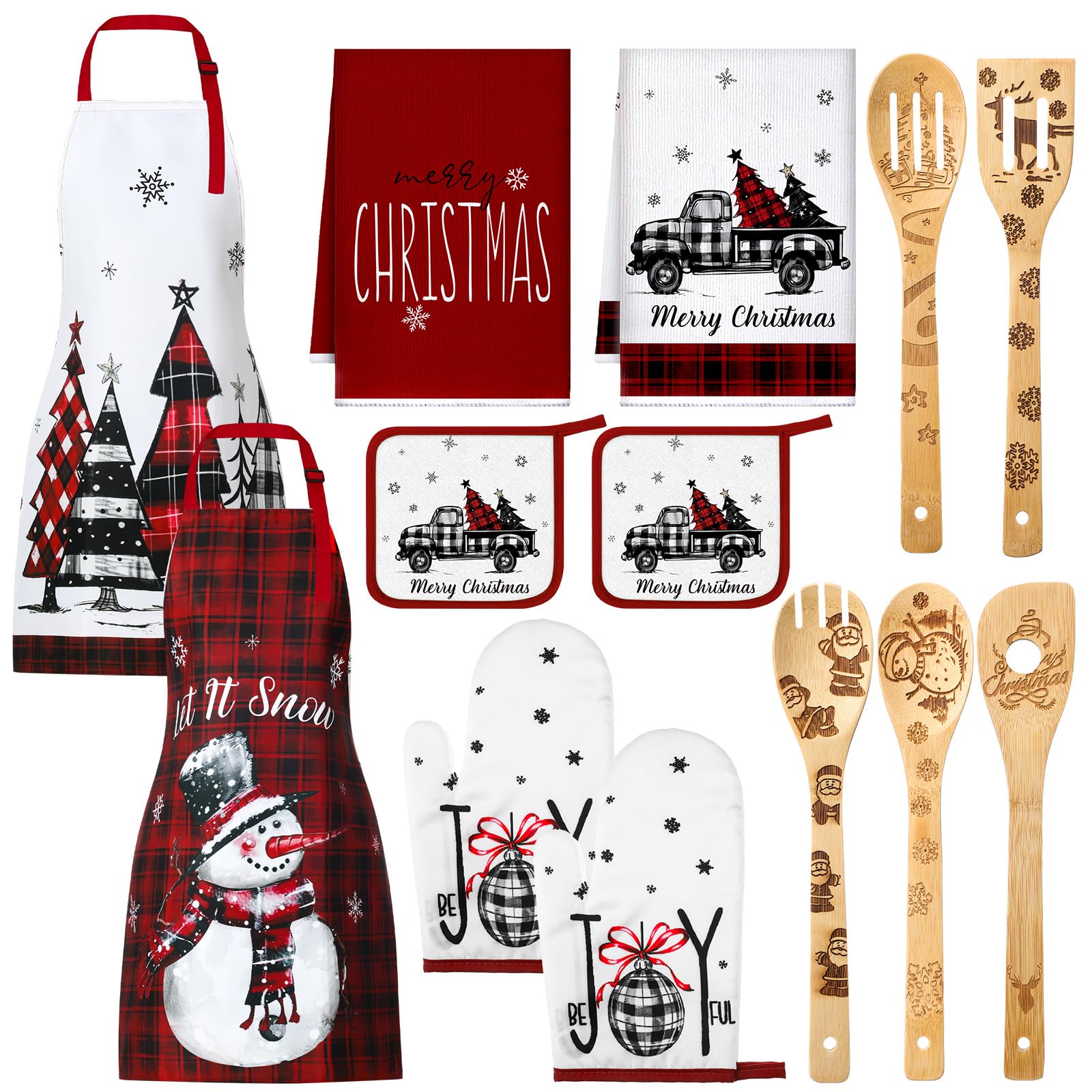 Bencailor wooden spoons in a festive set for sturdy stirring and prep