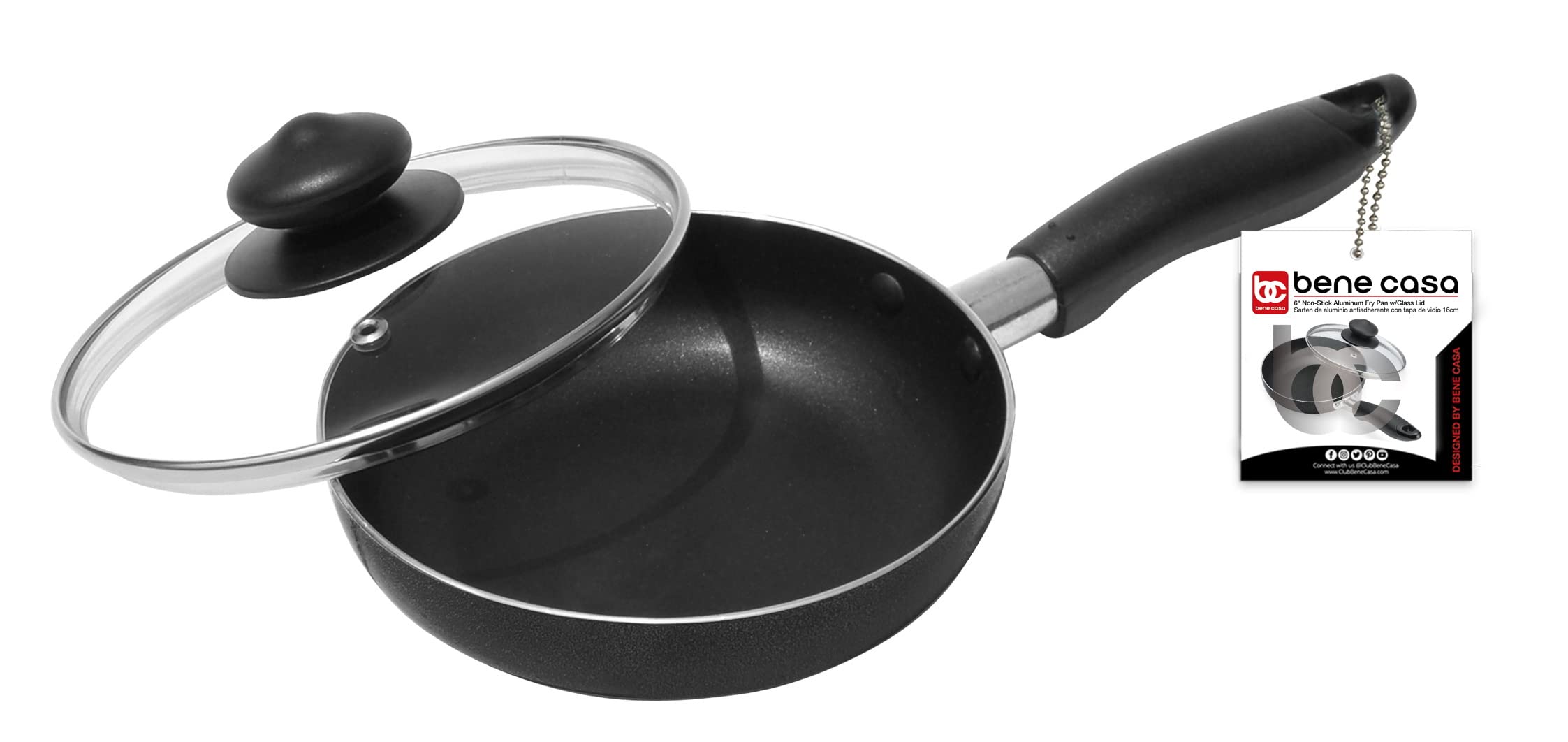Bene Casa black nonstick frying pan 6-inch ready for quick eggs and sautéed meals.