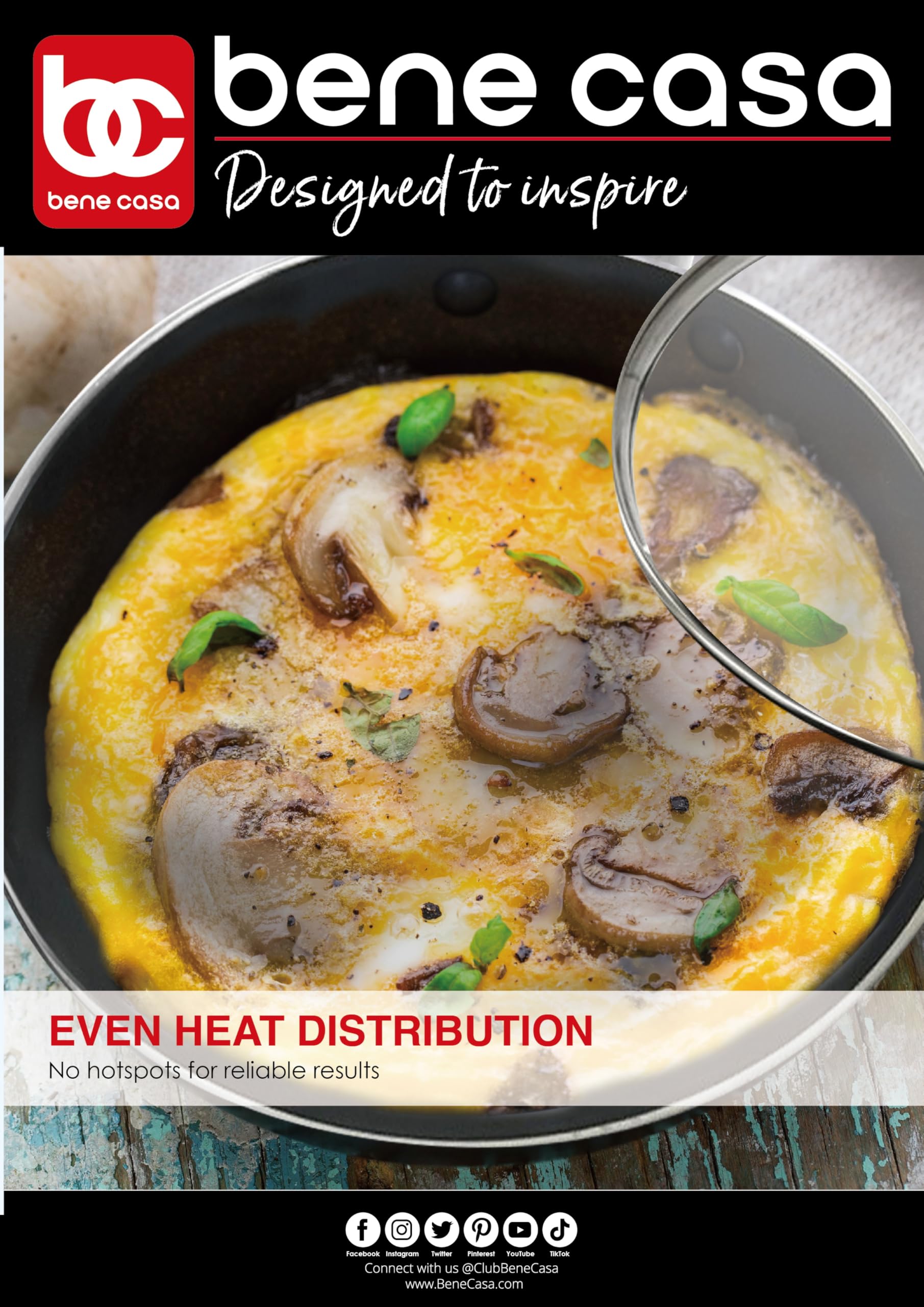 Bene Casa nonstick surface helps release eggs and ingredients easily.