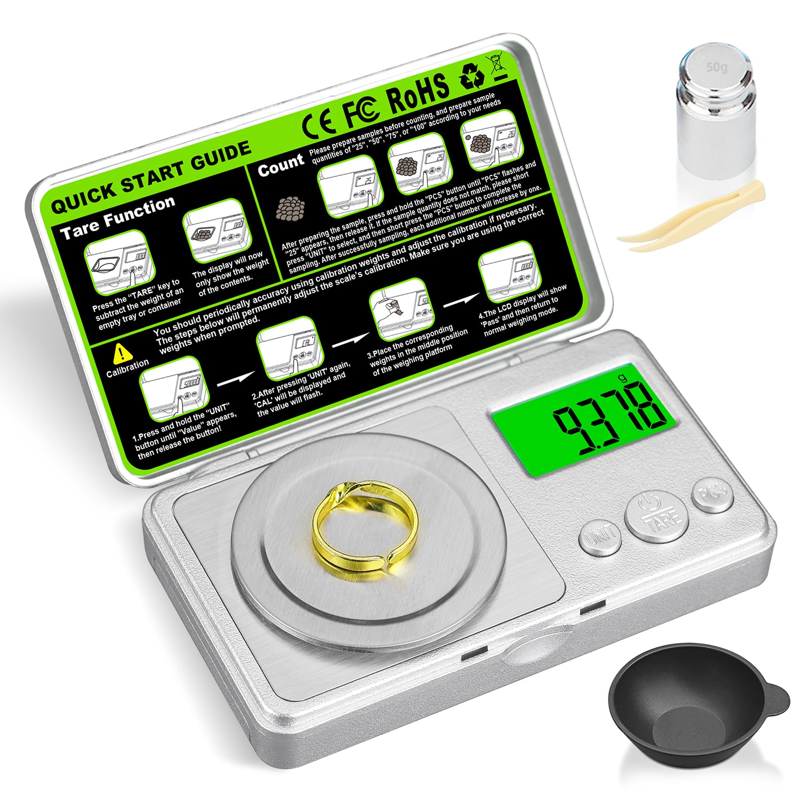 Benechef high-precision scale top-view with 0.001 g accuracy