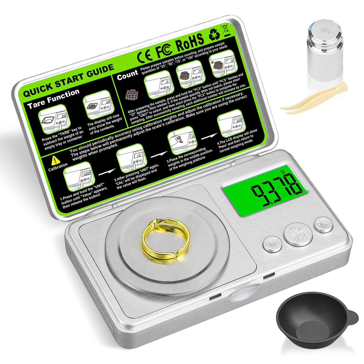 Benechef high-precision scale top-view with 0.001 g accuracy