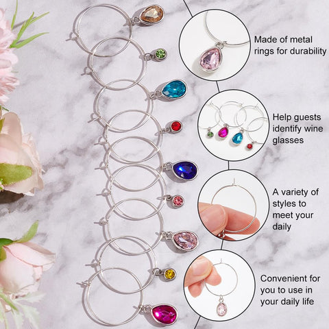 BENECREAT wine glass markers with flexible clasps attach quickly to stems